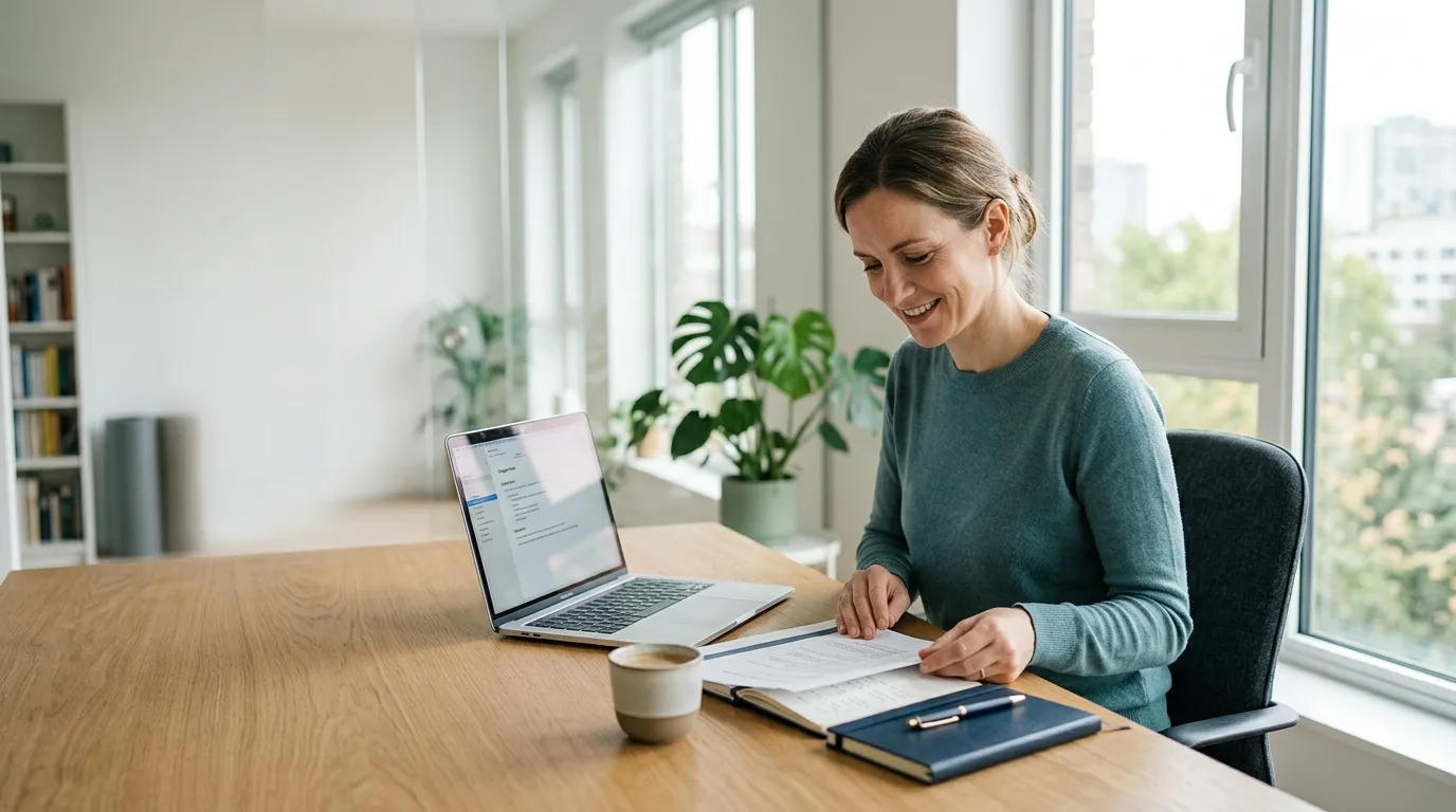 Consultant indépendant travaillant sereinement, administratif simplifié